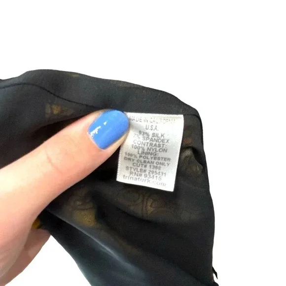 Trina Turk Mod Style Silk Abstract Bell Sleeve 60s Dress Size 2 - Picture 7 of 7